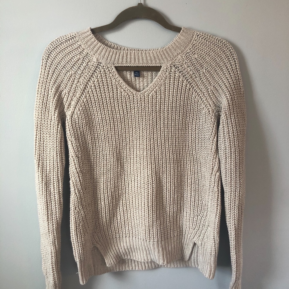 Shimmery cutout knit sweater